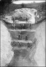 Harold Gray's excavation of the ditch, showing the large depth hidden from view