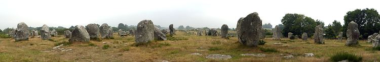 view of the rows on standing stones from the western extremity at the cromlech of Menec
