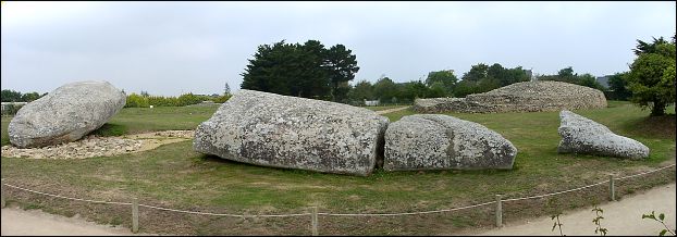 Le Grand Menhir Brisé with the Table des Marchands dolmen in the background