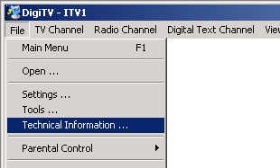 Showing Technical Info on the Digitv