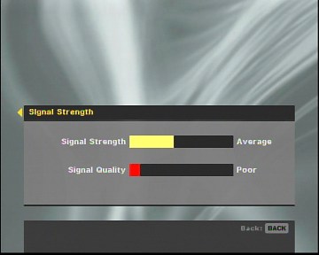 Set-Top aerial, with amp - Signal Strength. Observe continued lack of signal quality