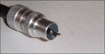 the soldered plug where the solder has wicked into the centre pin